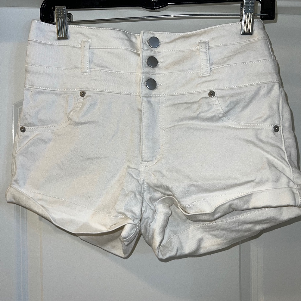 High waisted stretch white shorts size 10